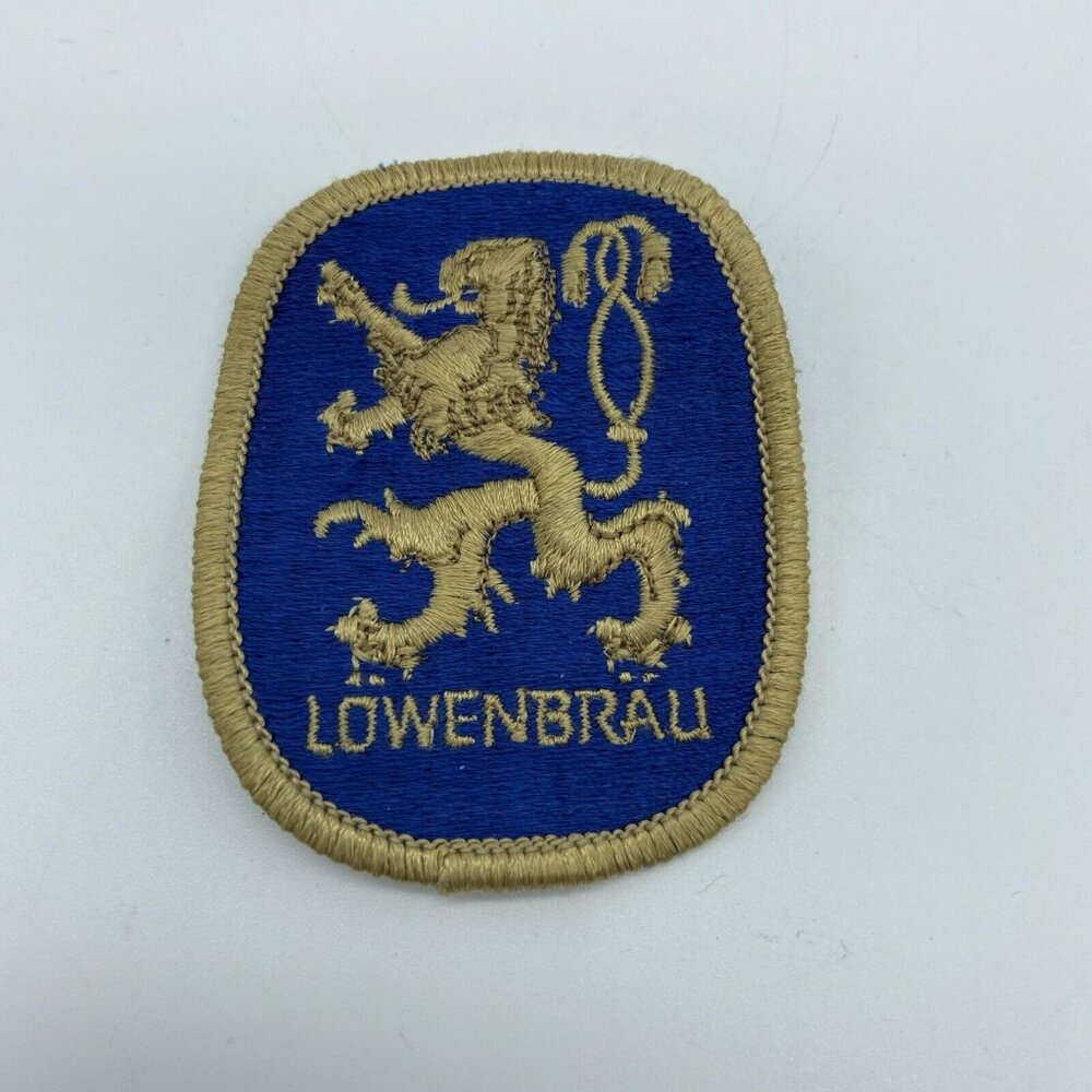Lowenbrau Beer Brew Munich Germany Patch Vintage Blue Gold 2x2.5